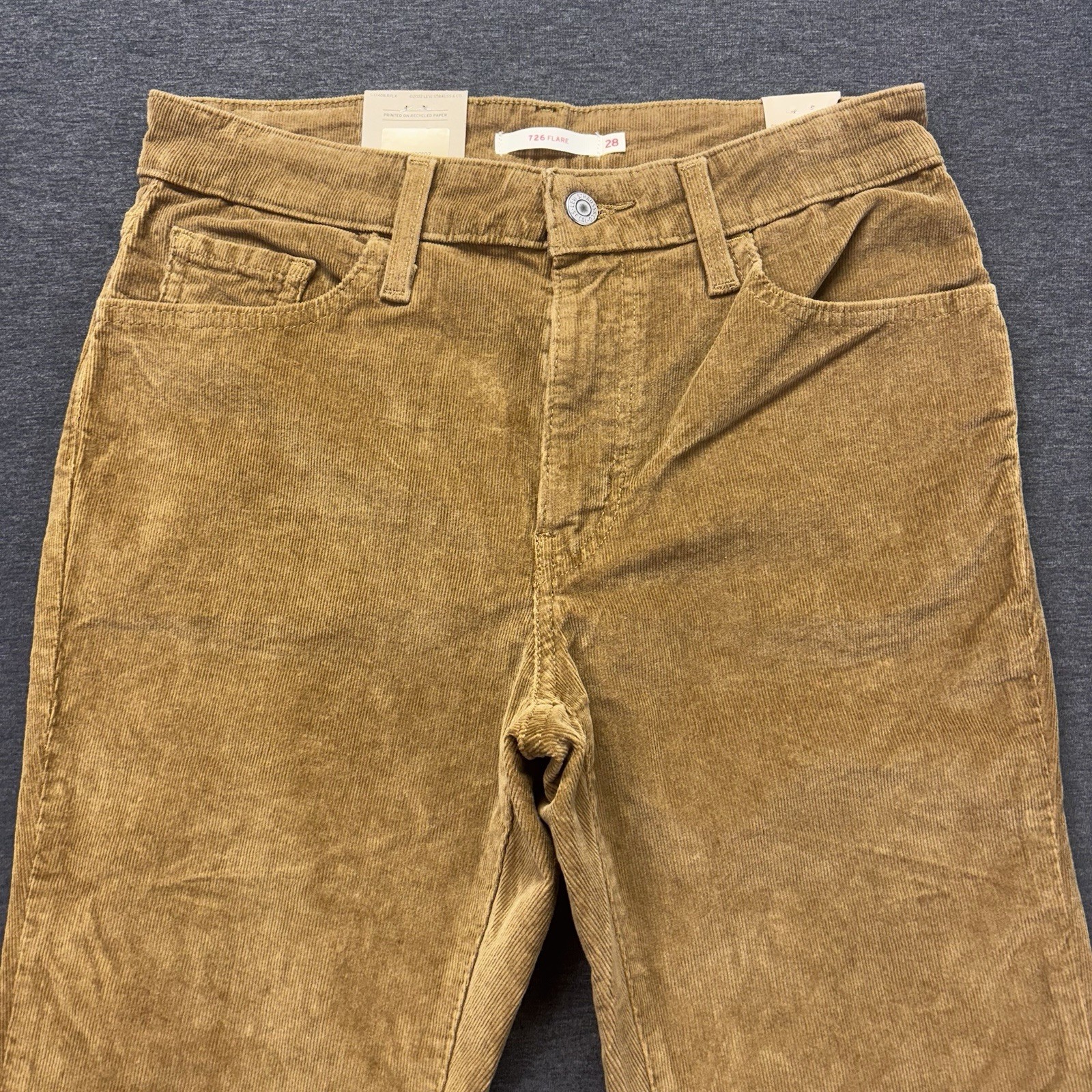 Levi’s 726 Flare High Rise Corduroy Pants Womens 29×32 Brown Strech Western NEW