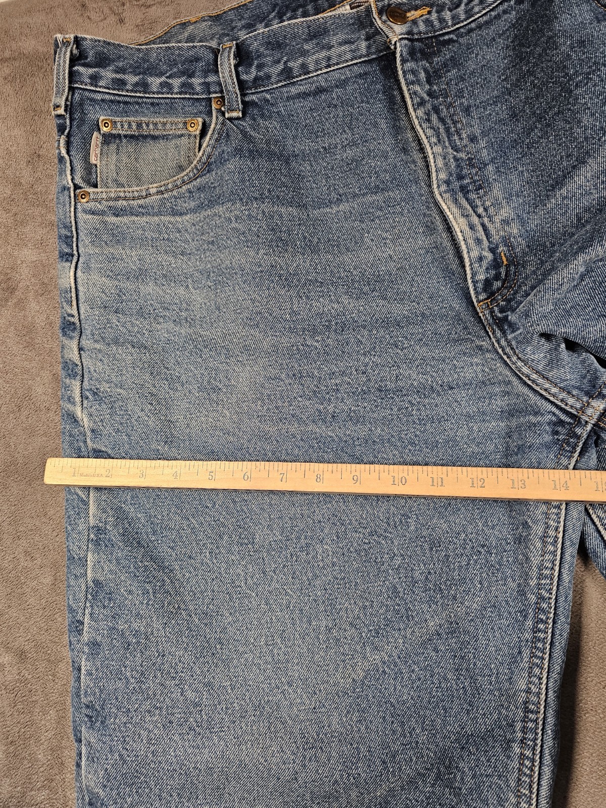 Carhartt B172 Relaxed Fit Tapered Flannel Lined Jeans Mens 42×32 Dark Stone