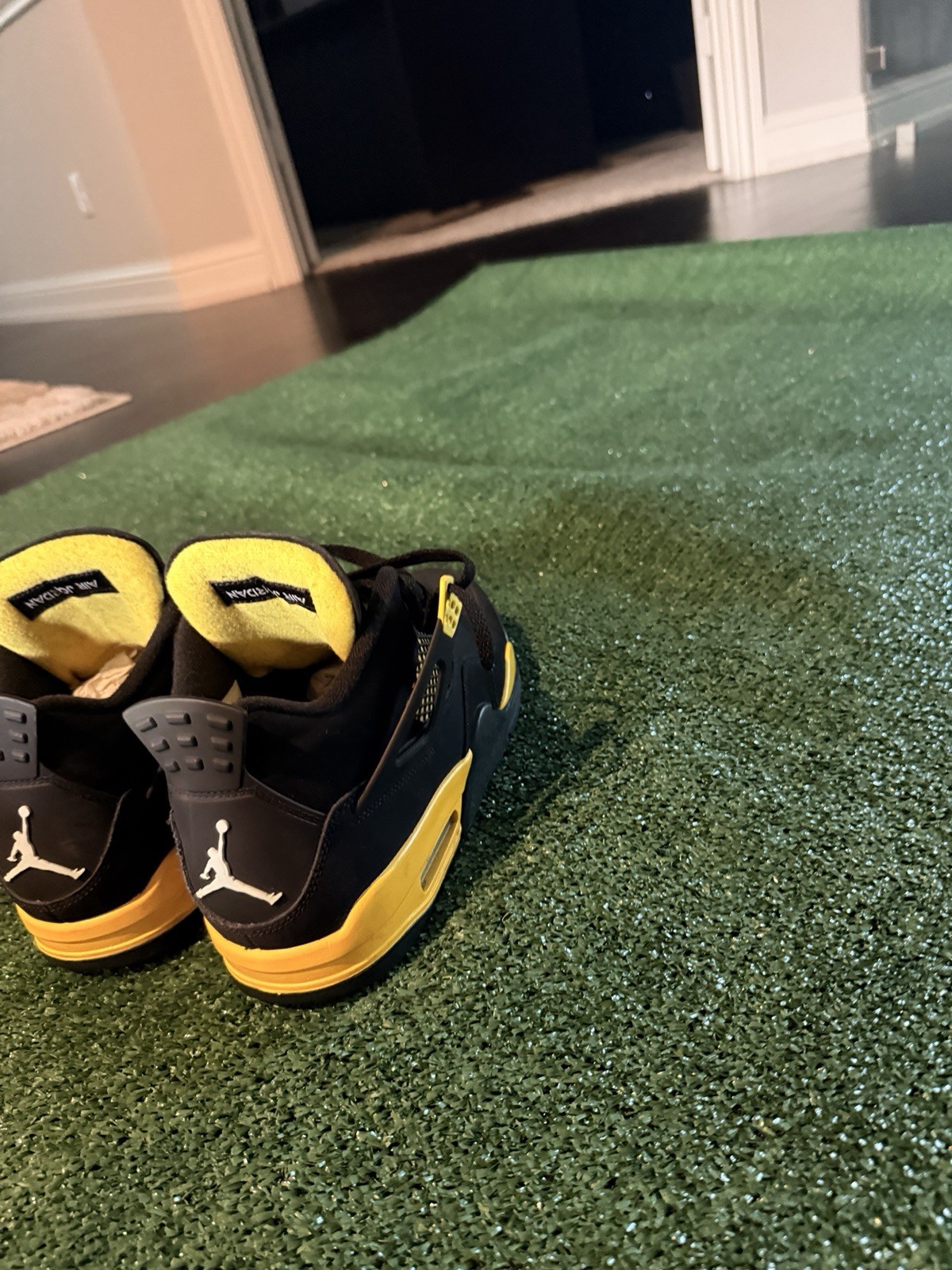Jordan Air Jordan 4 Black/Yellow Colorblock Mid Top Lace-Up Men’s Sneaker
