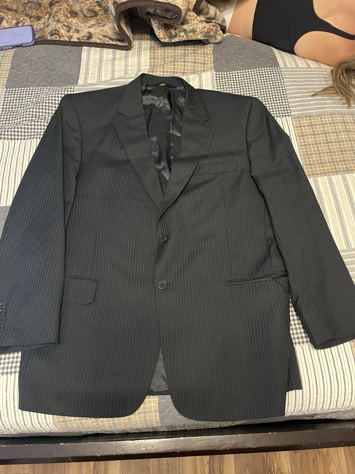 Mens Large Jos A Bank Black Dress Suit Jacket/Blazer