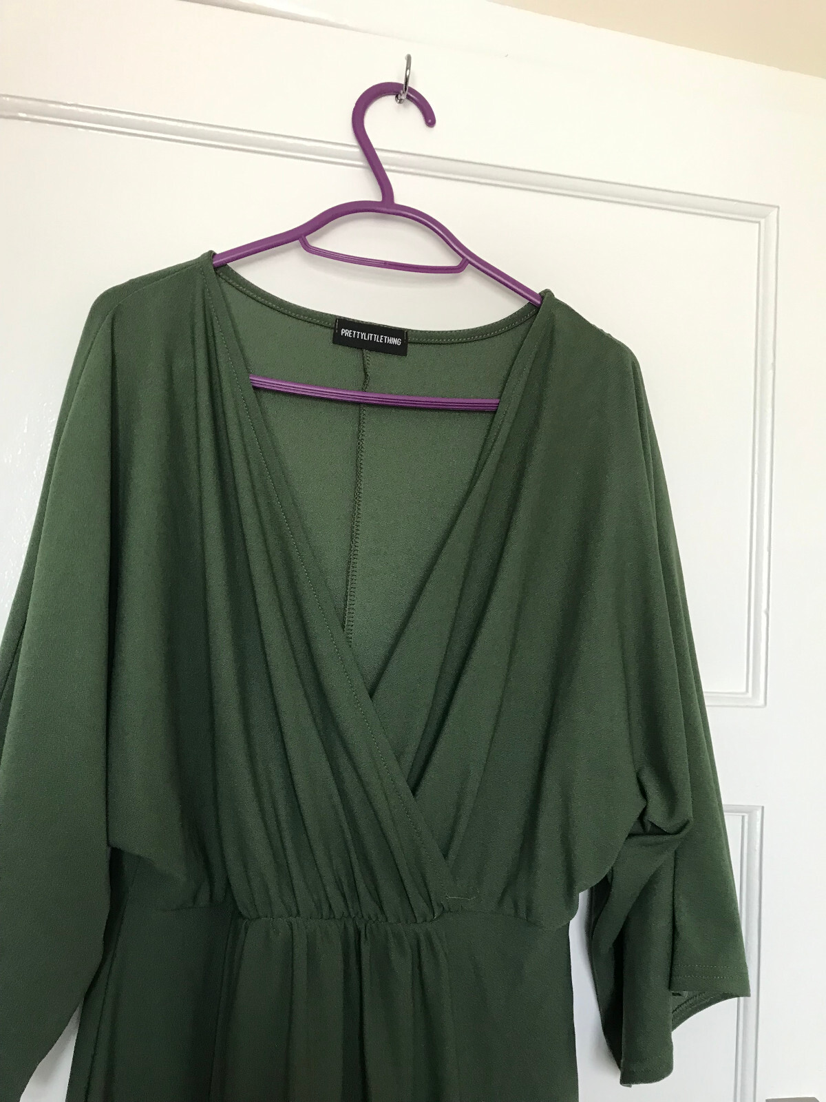 Pretty Little Thing Green 3/4 Wide Sleeve Tunic Dress UK Size 10 PLT