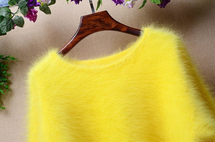 Ladies Women Angora Mink Cashmere Warm Fluffy Fuzzy Knitted Tops Sweaters Jumper