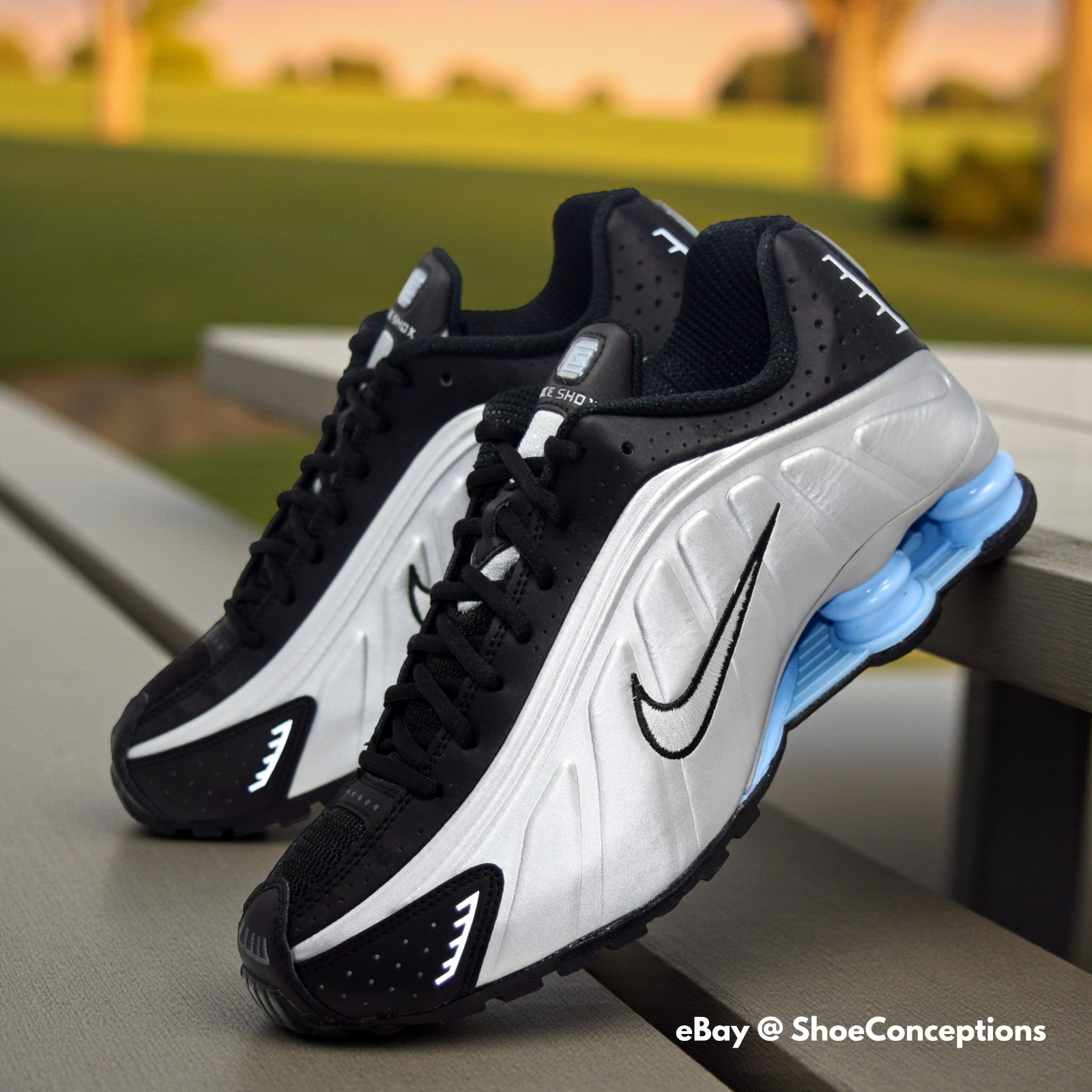 Nike Shox R4 Black Psychic Blue Silver HQ1988-004 Men’s Sizes NEW