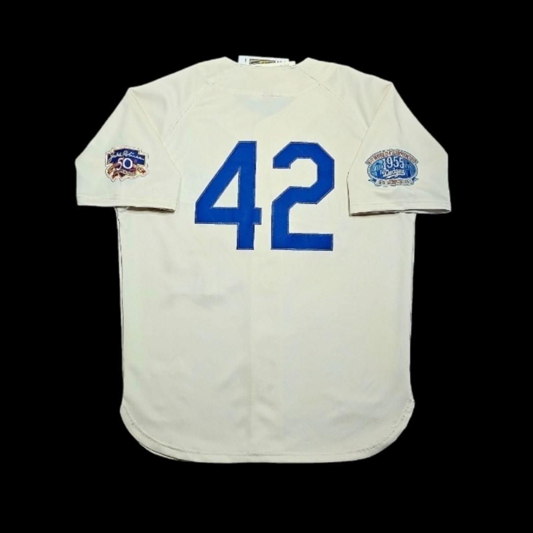 Jackie Robinson Brooklyn Los Angeles Dodgers 1955 Men’s Cream Baseball Jersey