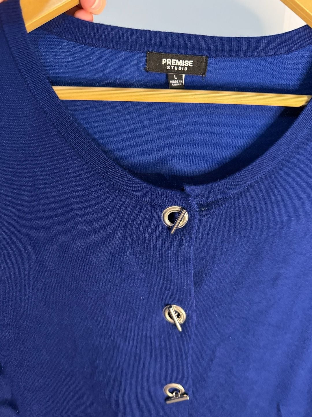 Premise Studio Women’s Royal Blue Cardigan Sweater with Toggle Closures