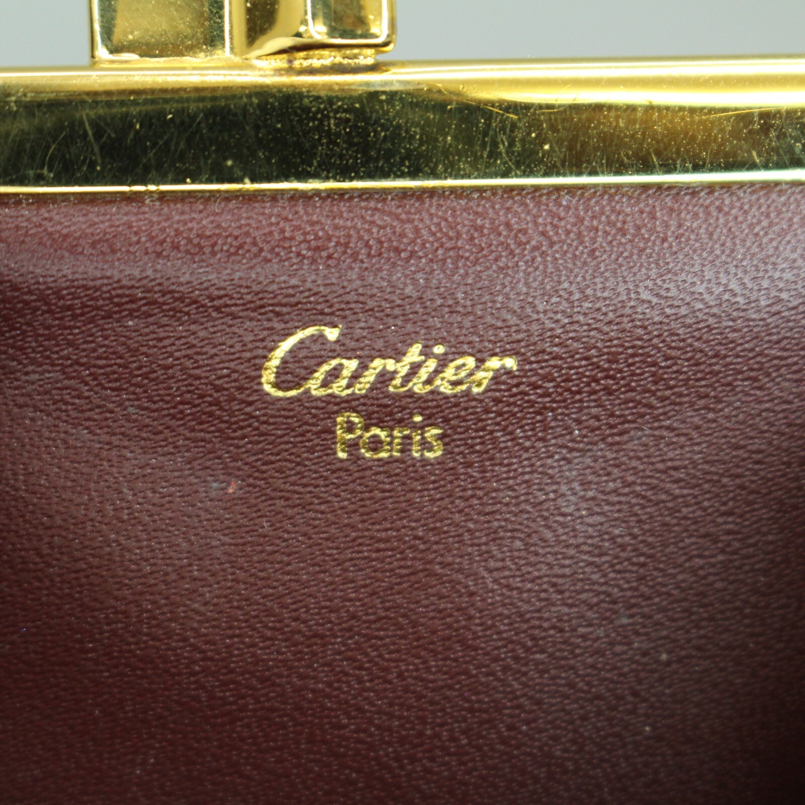 Cartier Vintage Coin Case Gama-guchi Leather Bordeaux Burgundy Coin Case 114
