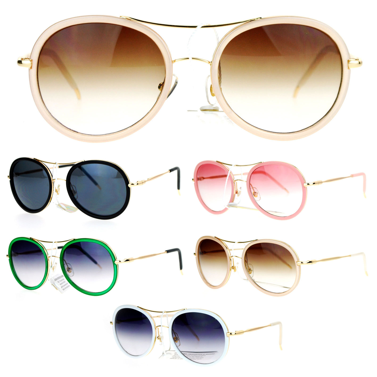 SA106 Womens Celebrity Double Rim Retro Sunglasses