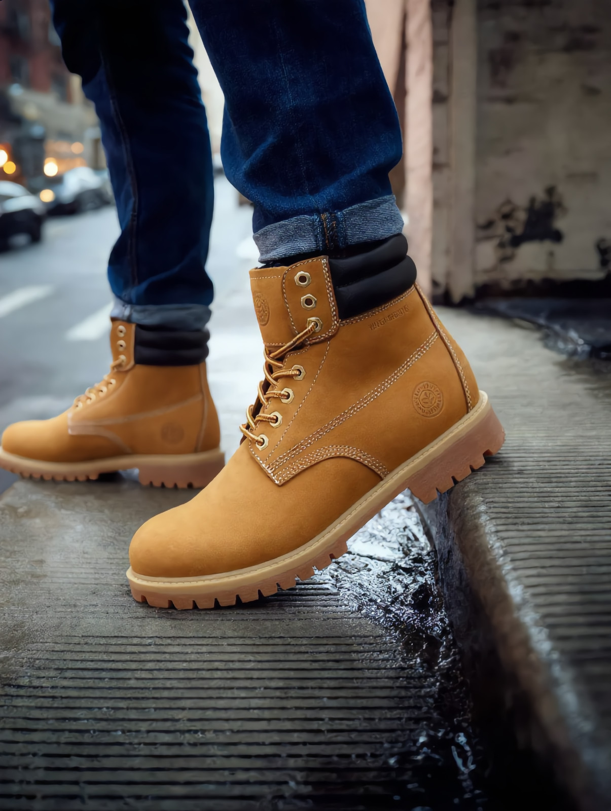 Men’s Work Boots Soft Toe Non Slip Leather Construction Safety Shoes Durable