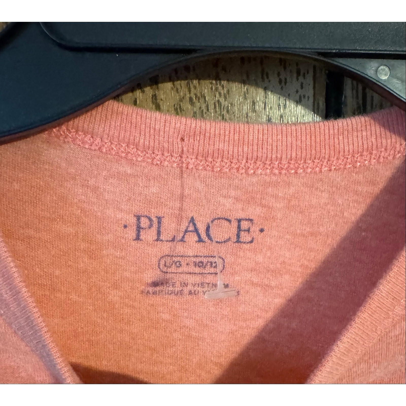 Gently Used Boys Children’s Place Large 10/12 Salmon Pink Tee Shirt Triceratops