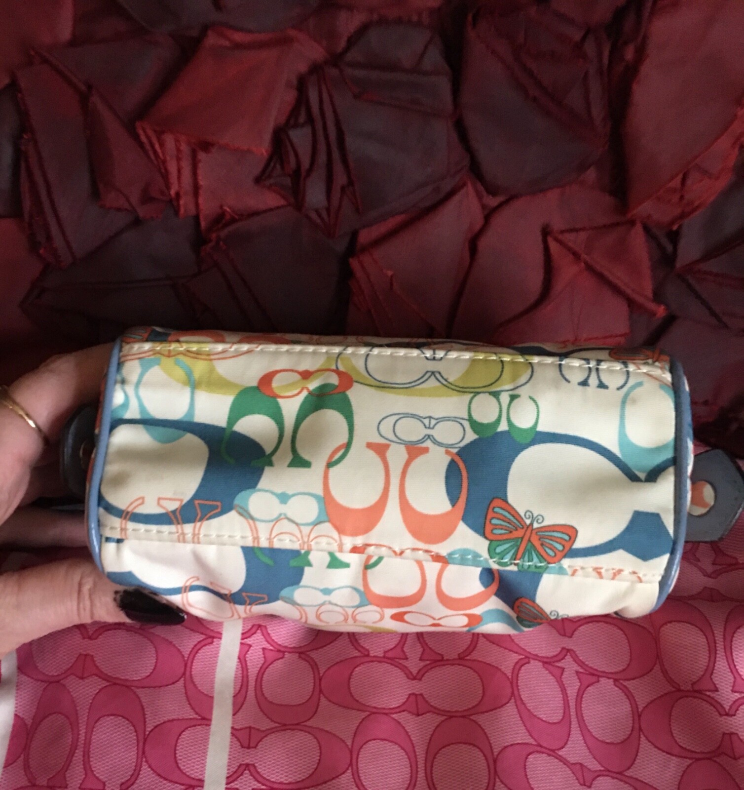 Coach Ashley CC monogram Multicolored make up/larger phone pouch. Barely used