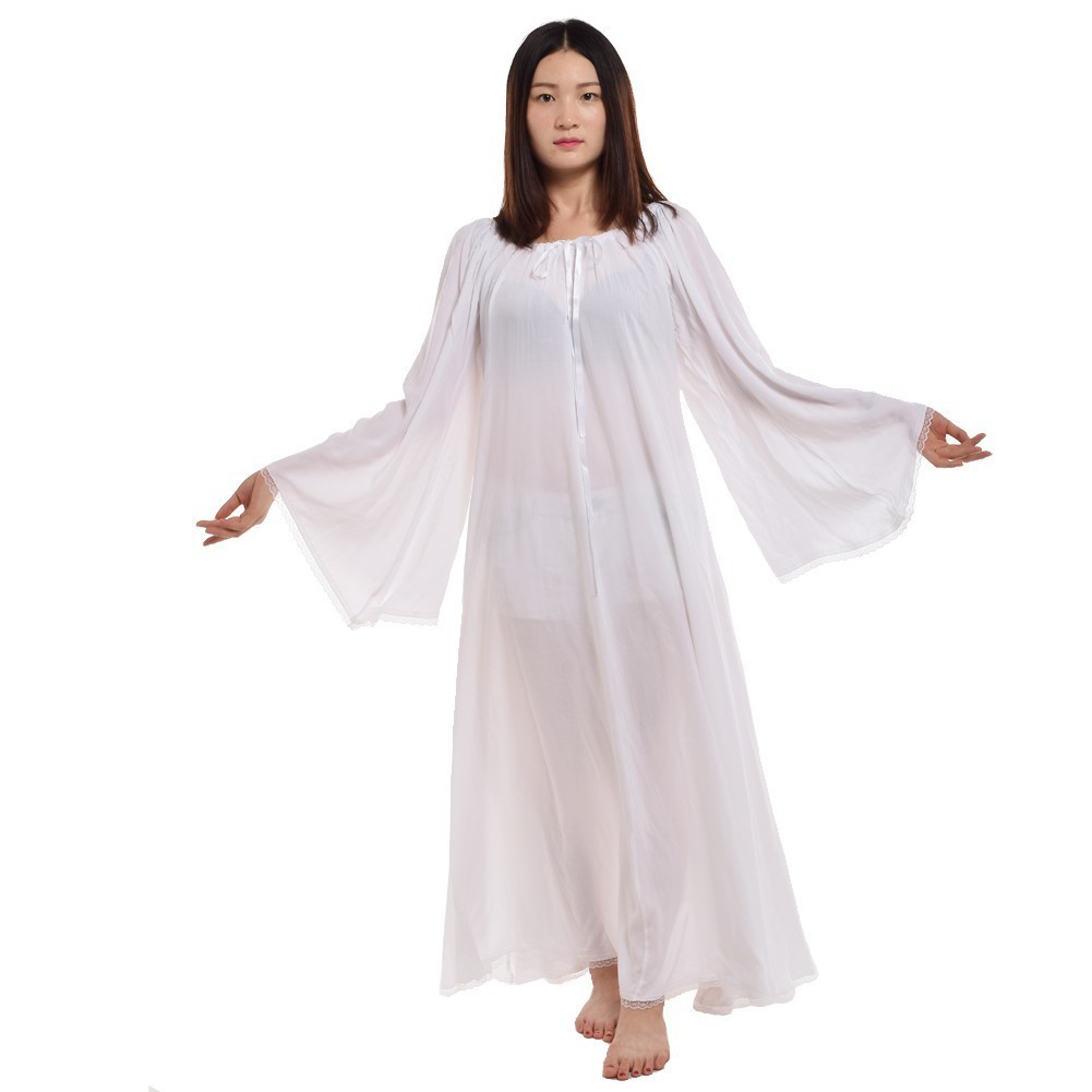 Women Medieval Dress Renaissance Chemise Ruffled Neckline Dress Lace Up Gowns