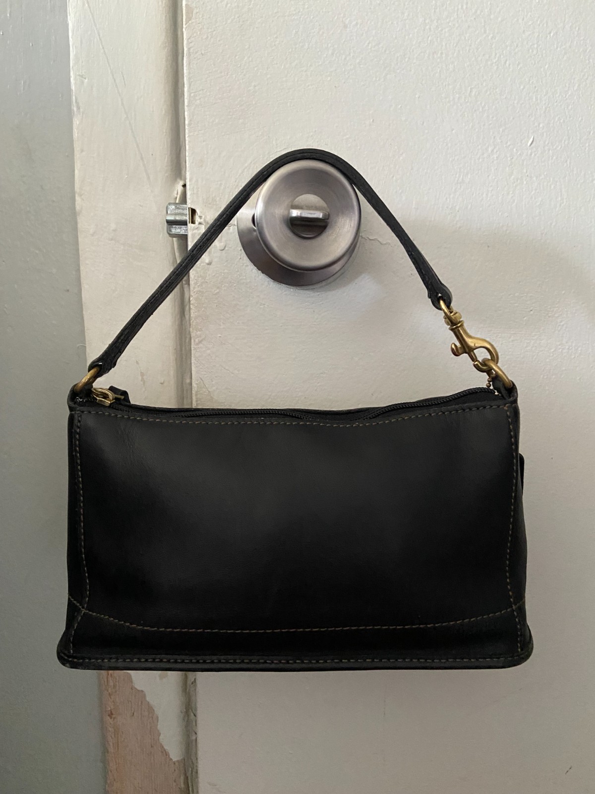 Vintage COACH 9311 Bleecker Demi Black Leather Rare Shoulder Bag Baguette USA
