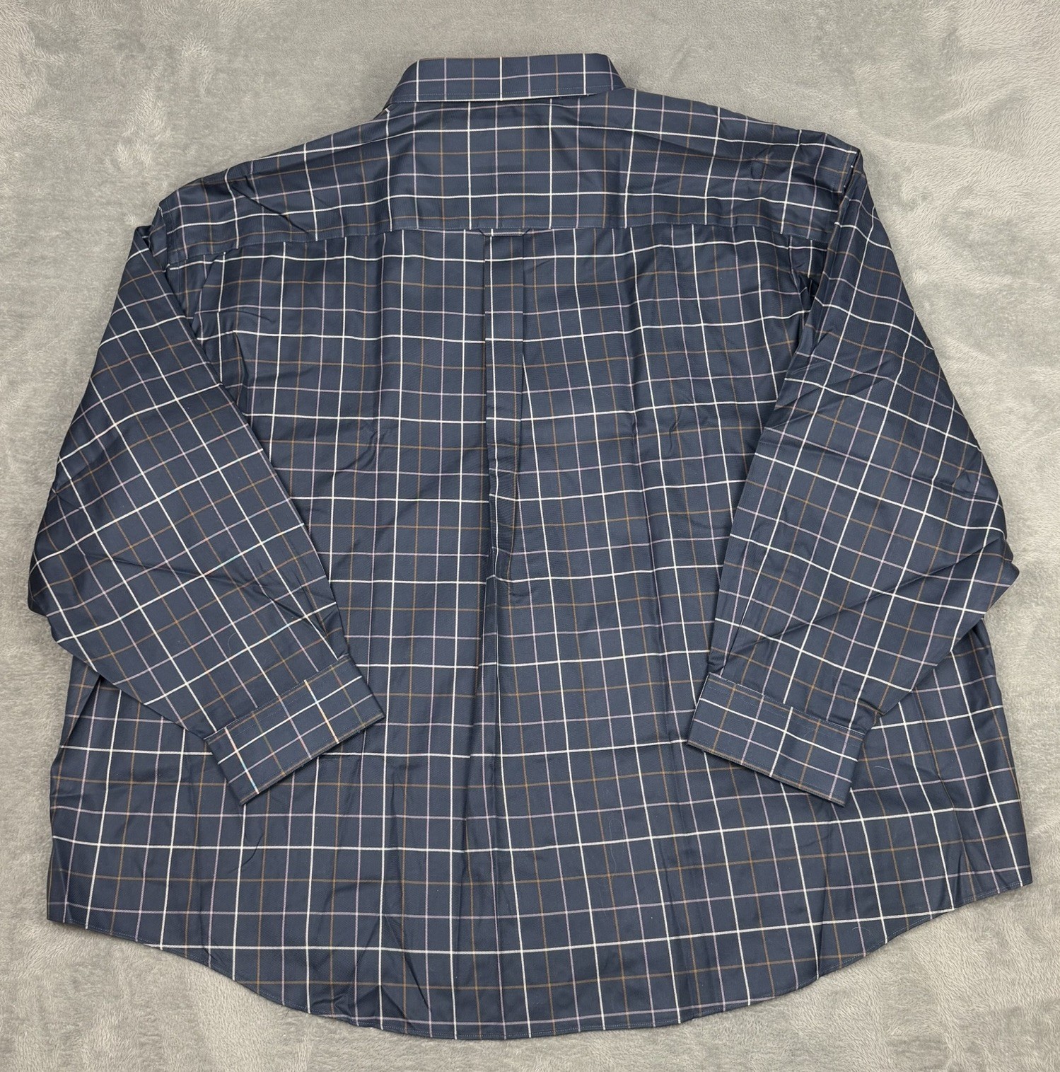 Cabelas Outfitter Series Shirt Mens 5XL Navy Windowpane Nanotex Button Down NEW