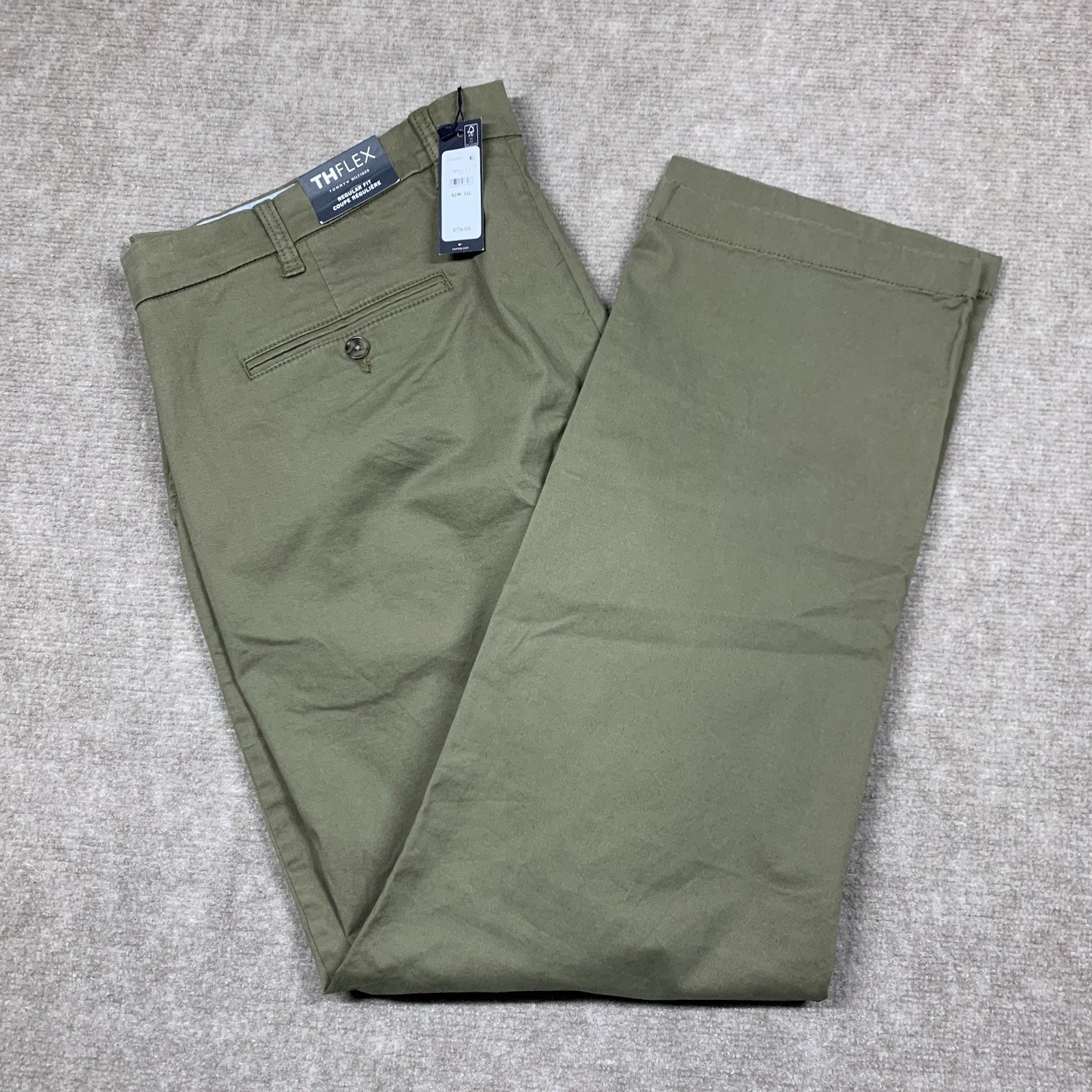 Tommy Hilfiger Pants THFlex Mens 42X32 Green Regular Fit Stretch