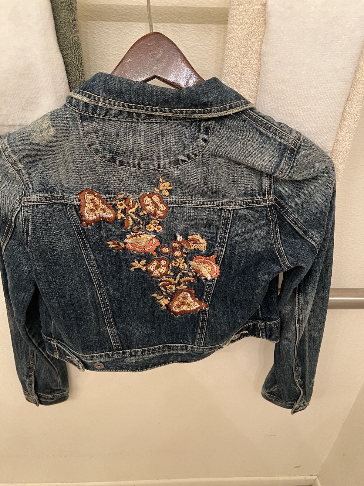 Miss Me Women’s Blue Embroidered Floral Button Jacket w/ Pockets, Size S