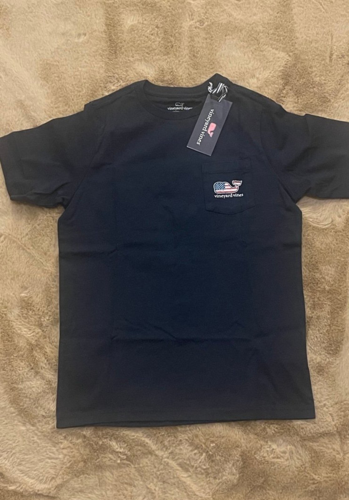Vineyard Vines Boys Whale American Flag Tee Shirt Blue White All Sizes