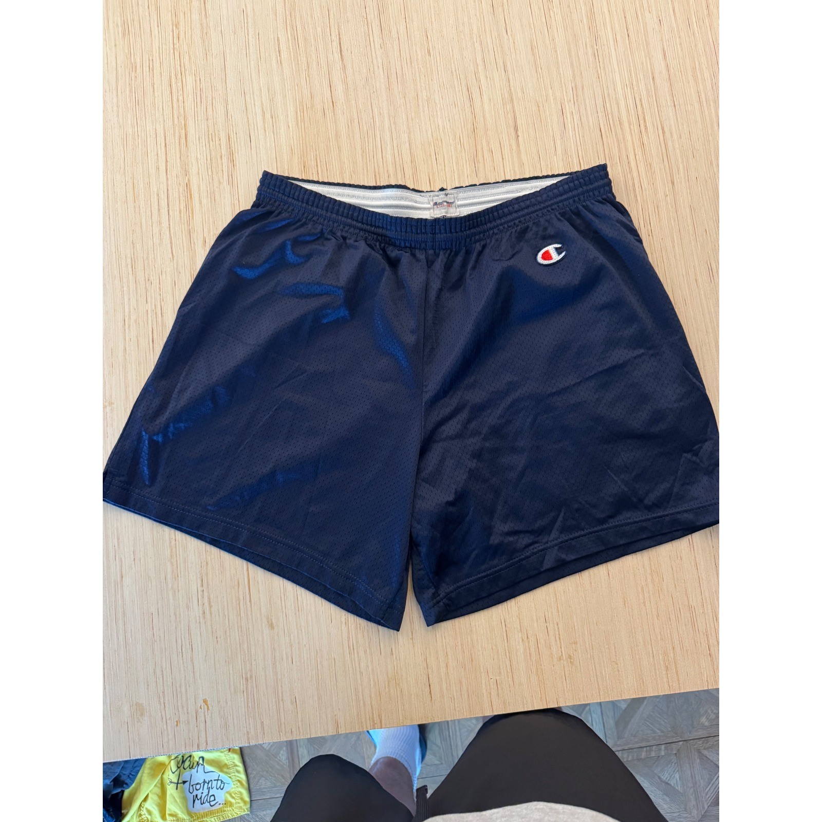 Vintage Champion Mesh Athletic Shorts Mens Large Navy Blue C Logo Basketball 21