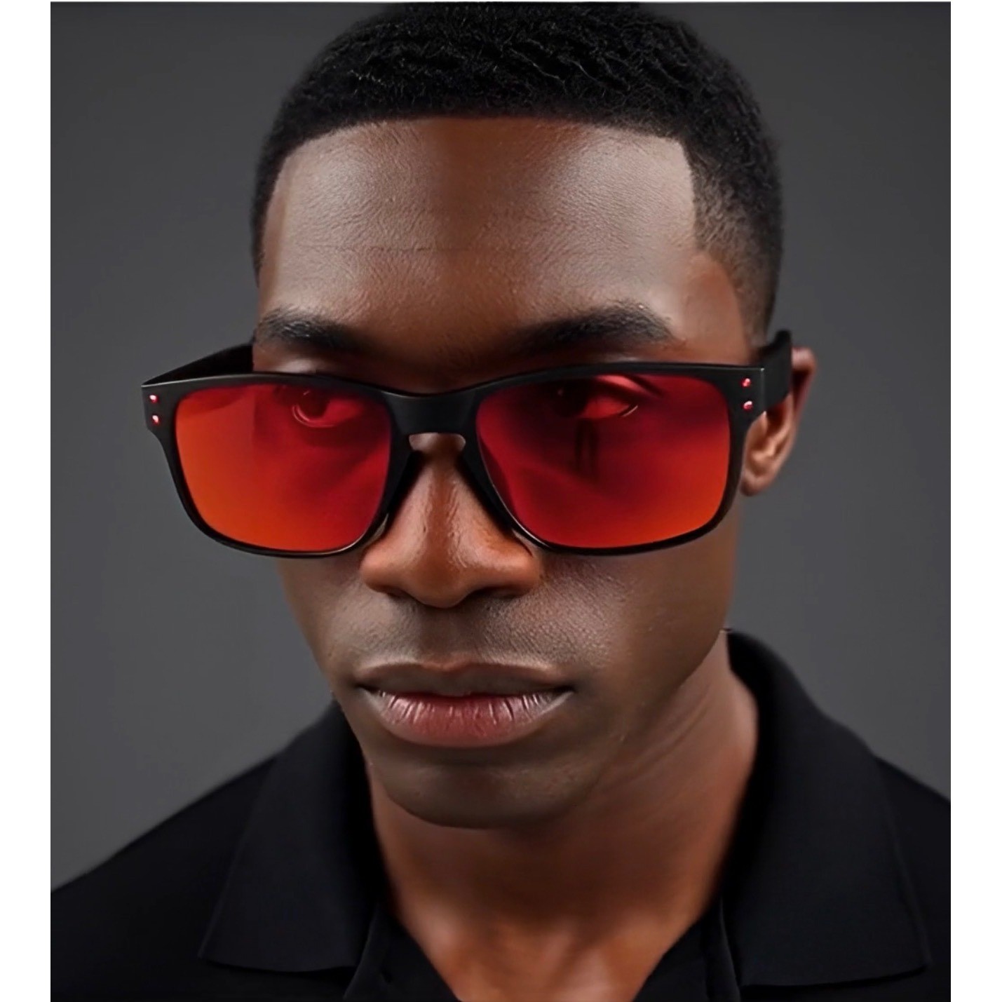 Polarized Mens Black Frame Red Mirrored Lens Sport Sunglasses Outdoor Eyewear