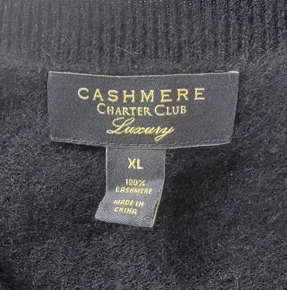 Charter Club Womens Sweater 100% Luxury Cashmere Pullover Size XL Black Capsule