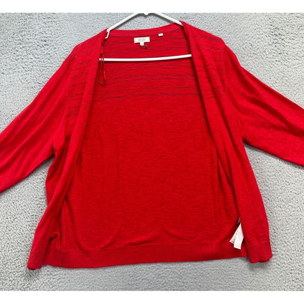 Fat Face United Kingdom Cardigan Sweater Womens 14 Red Cotton Speckled Ladies