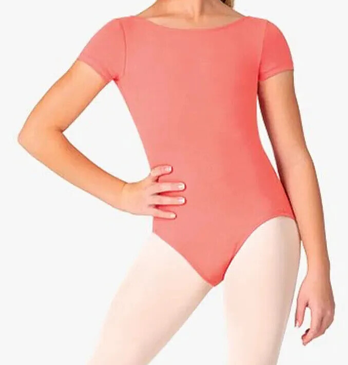 Theatricals Dancewear Leotard Bodysuit SS Deep V-Back TH5559 Mauve New Nwt Women
