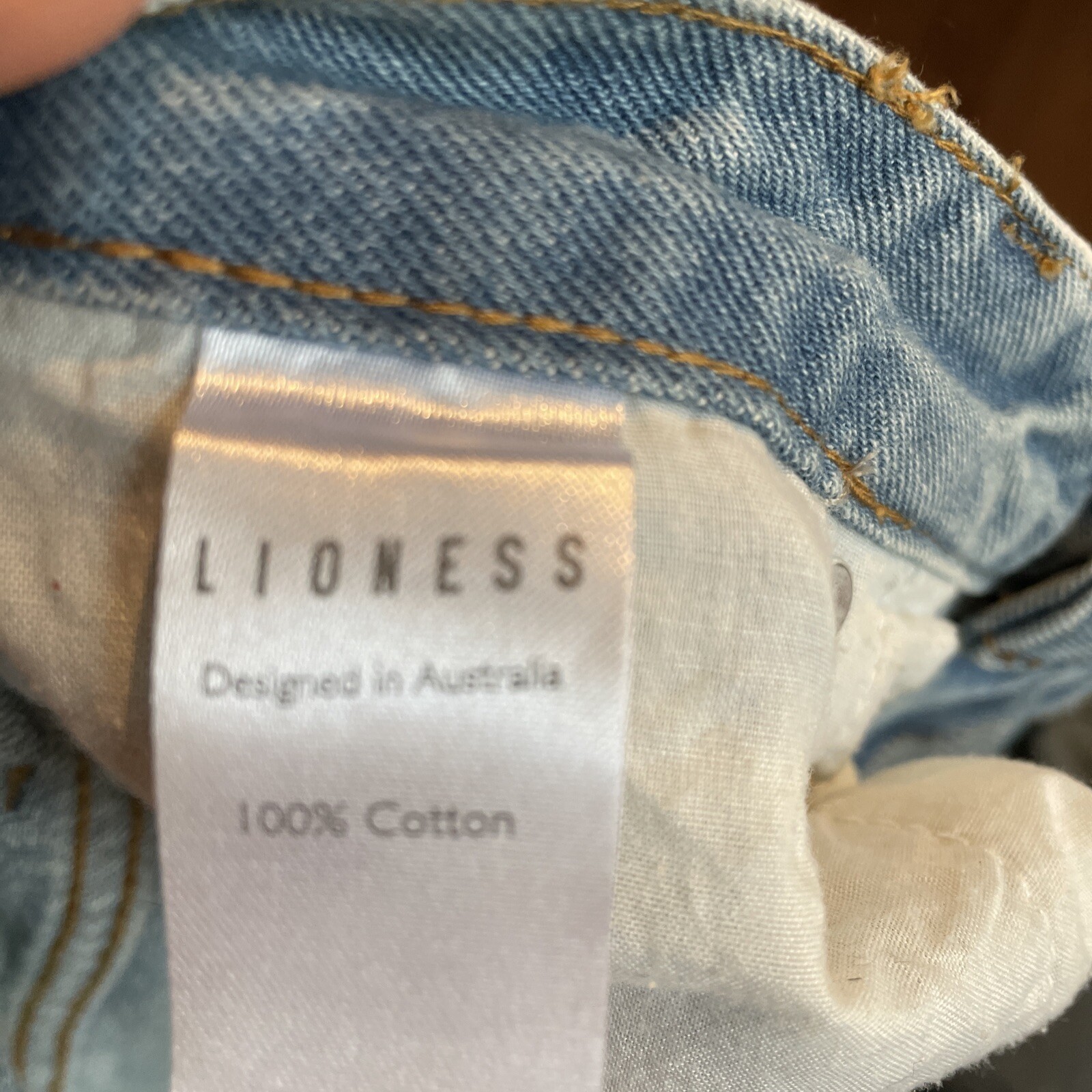 Lioness Jeans Size Large Blue Straight Leg High Rise 100% Cotton Designer CE2