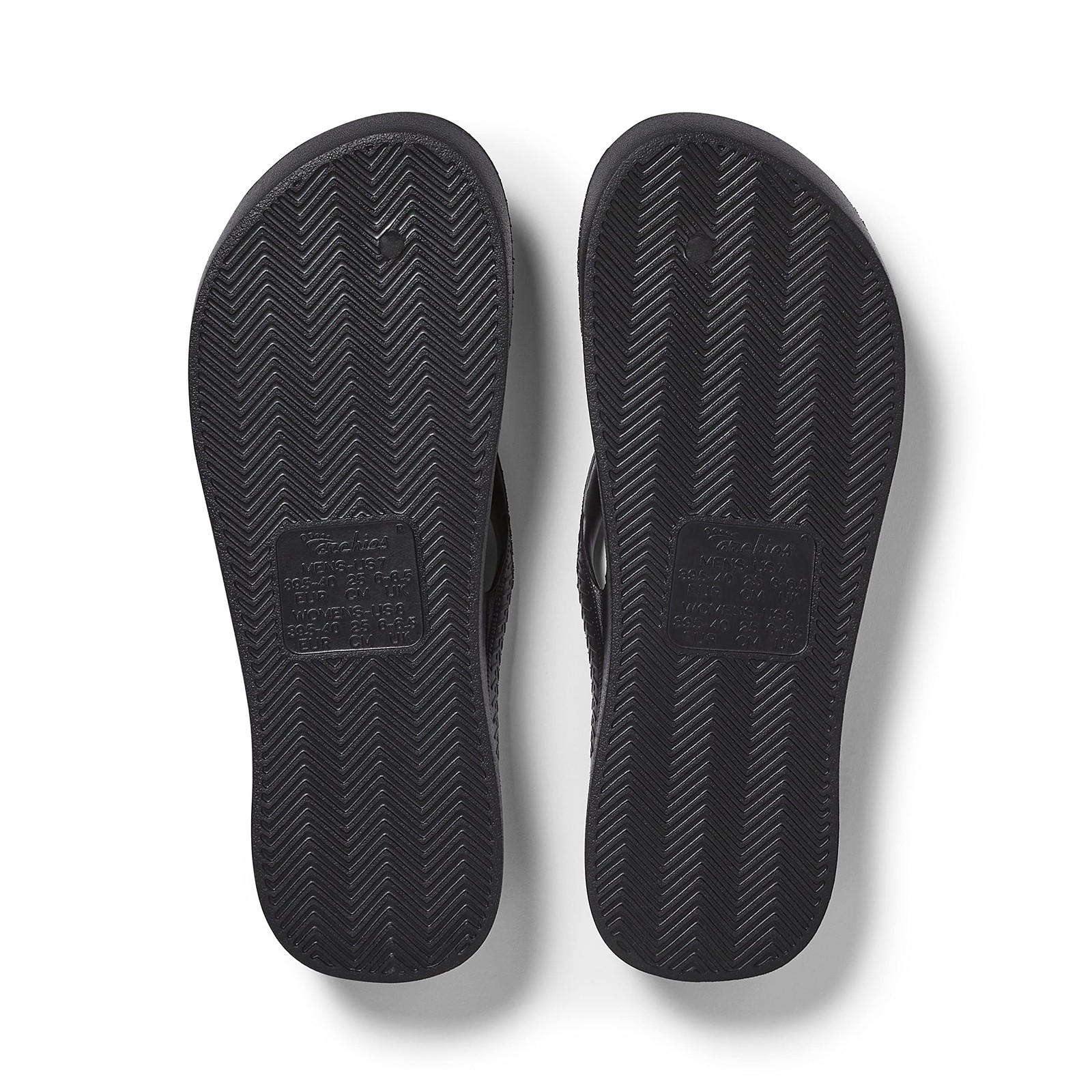 Archies Arch Support Flip Flops, Unisex, Black, US Men’s 6/Women’s 7