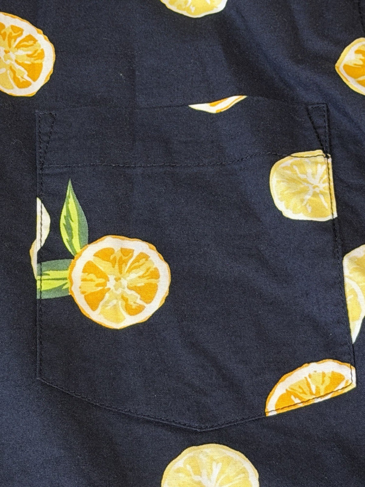 Goodfellow & Co Slim Blue Fruit Print Button-Down Shirt Pockets M S/S 00238-7