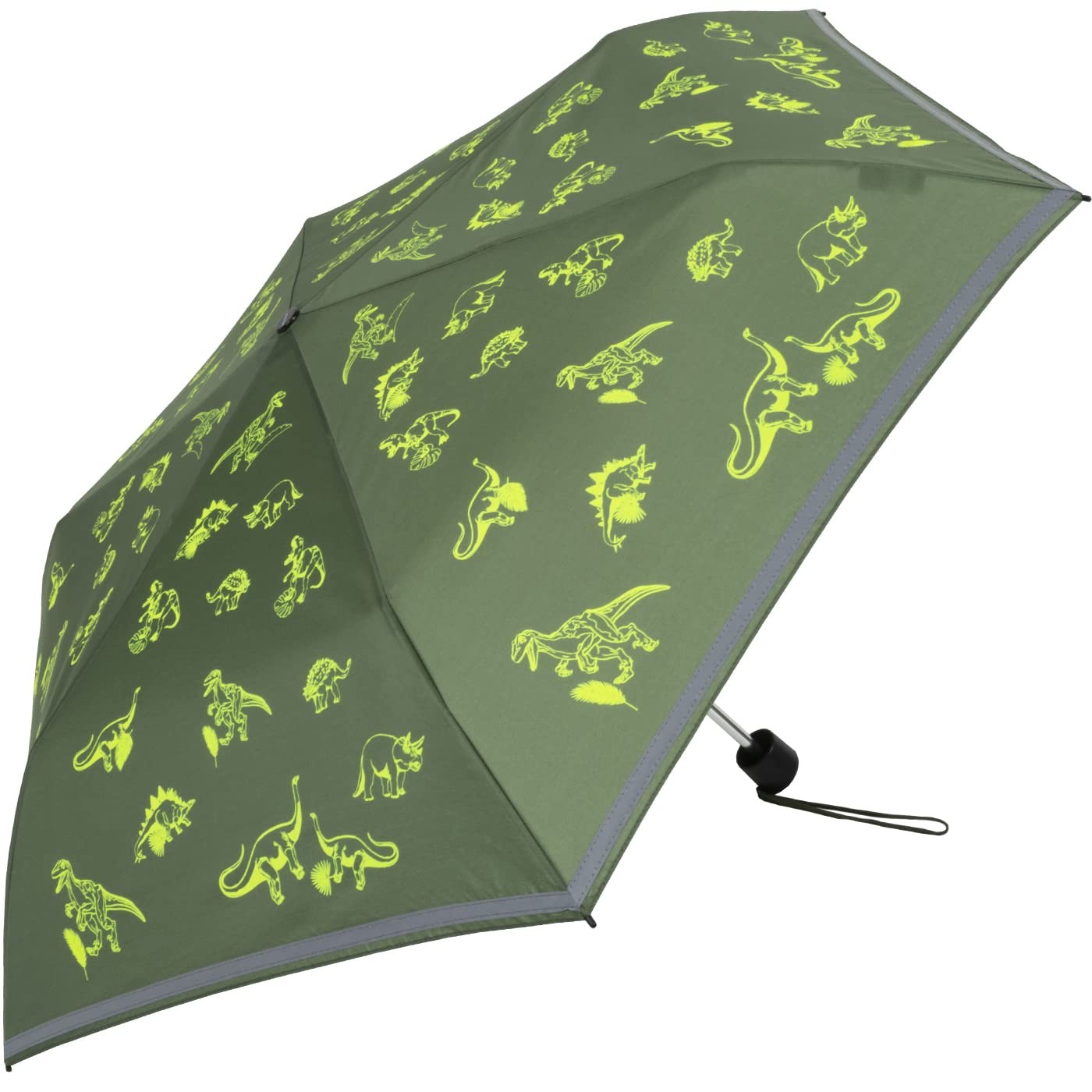 Children’s pocket umbrella 4 kids reflective with reflective trim dinos fluorescent