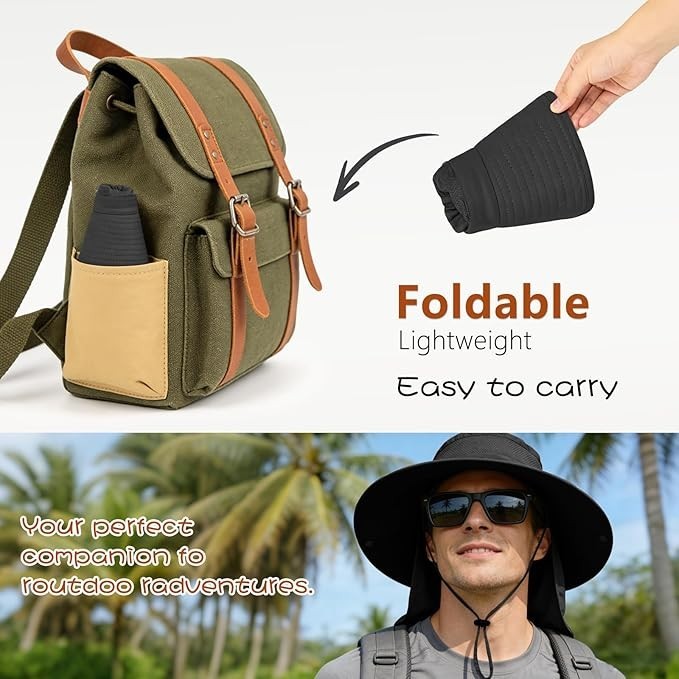 Sun Hat with Neck Flap, UPF 50+, Waterproof Wide Brim for Hiking & Fishing ..