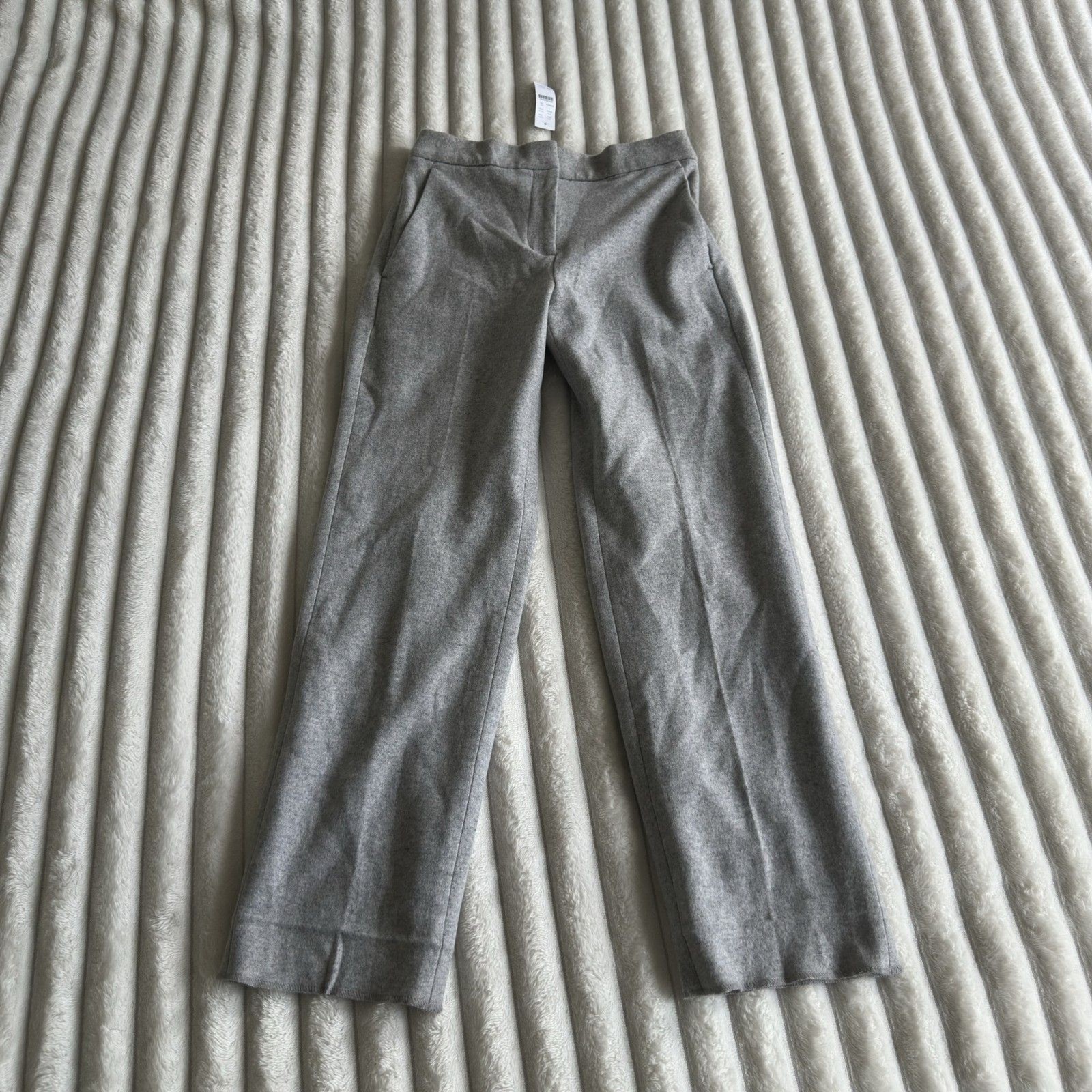 NWT JCrew Collection Mario Bellucci 4P Wool Gray wide Pants Slacks Elastic Waist