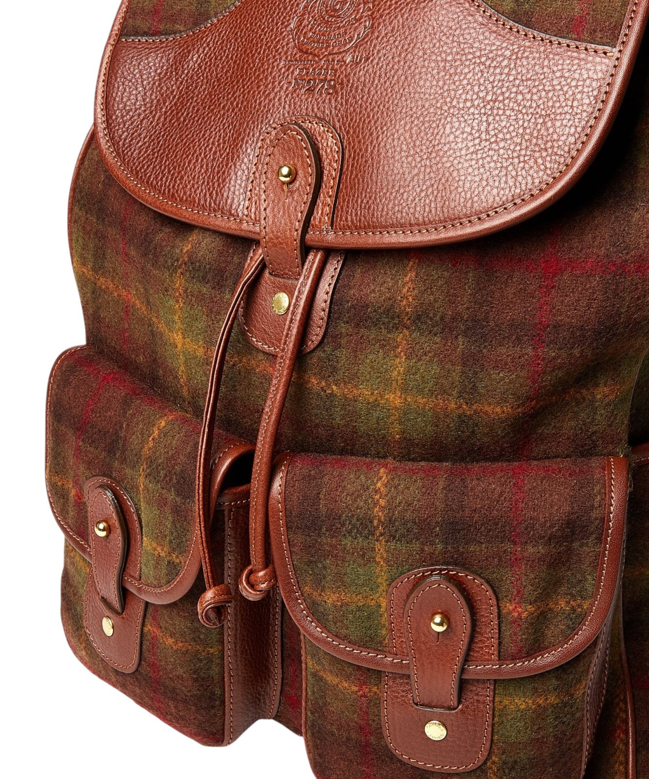 Men’s Ghurka Chestnut Plaid Wool Leather Blazer No. 278 Backpack New $1495