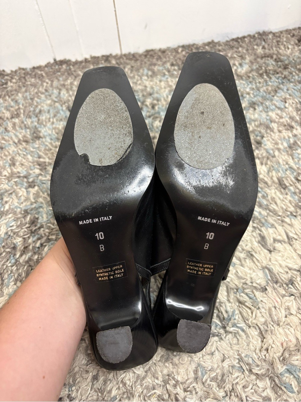 Harold Powell Shoes Womens 10 Square Toe Slingback Kitten Heels Vintage Italy