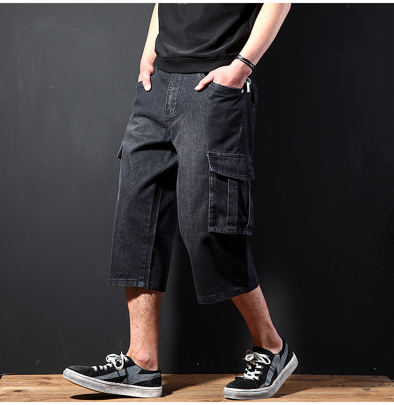 New Men’s Jeans Denim Cargo Combat Shorts Summer Casual Multi Pocket Pant W30-48
