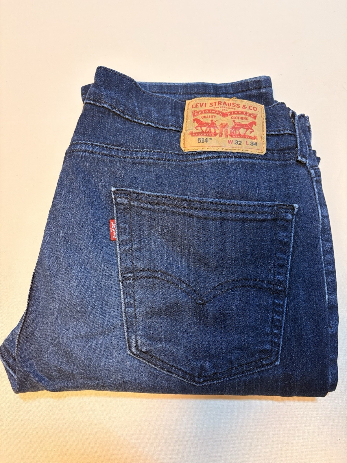 514 Levi’s Men’s Slim Fit Straight Leg Dark Wash Blue Denim Jeans Mid Rise 32×34