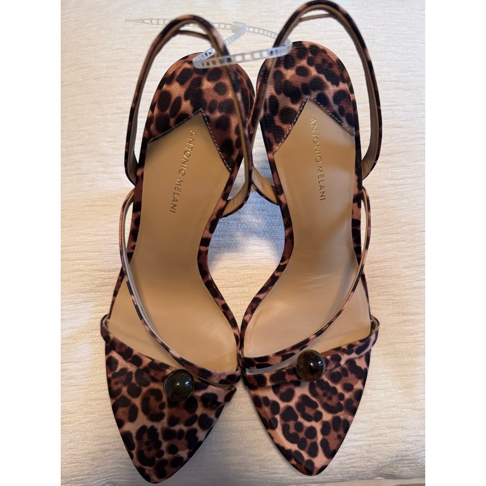 ANTONIO MELANI Brown Leopard Print Pointed Toe Slingbacks/ NEVER WORN