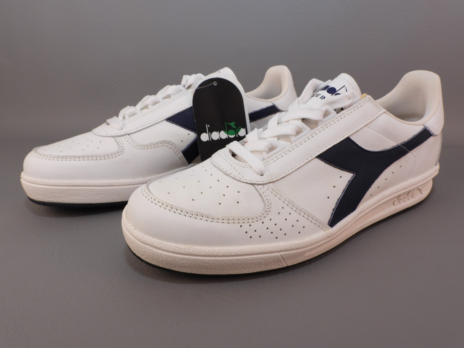 Diadora B Elite Men’s 9.5 White Peacoat Leather Sneakers ITALY 501.177691 C0178