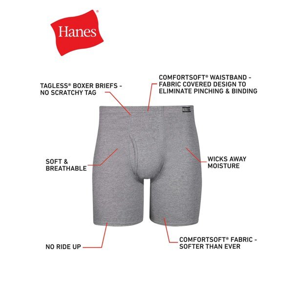 Hanes® Comfort Soft Covered Waistband Boxer Briefs 3 or 6 Pack, Sizes S-3XL