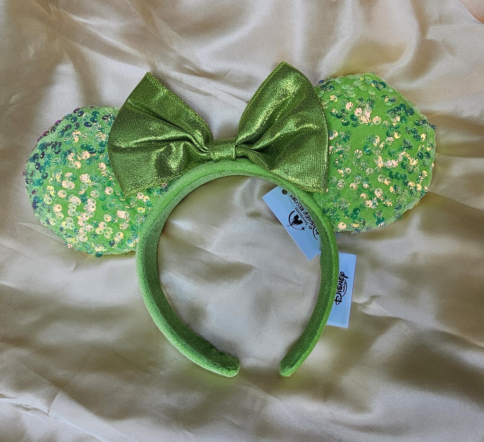 Disney Neon Green Sequin Minnie Ears Headband Lime