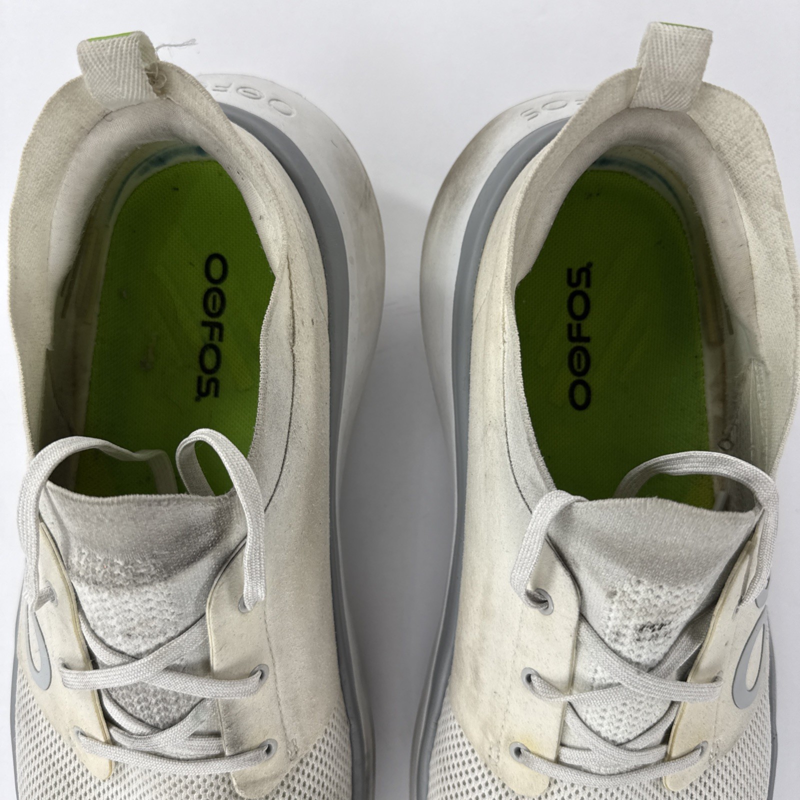 Oofos Oomy Stride Recovery Sneakers Lace Up Tan Gray Mens 14