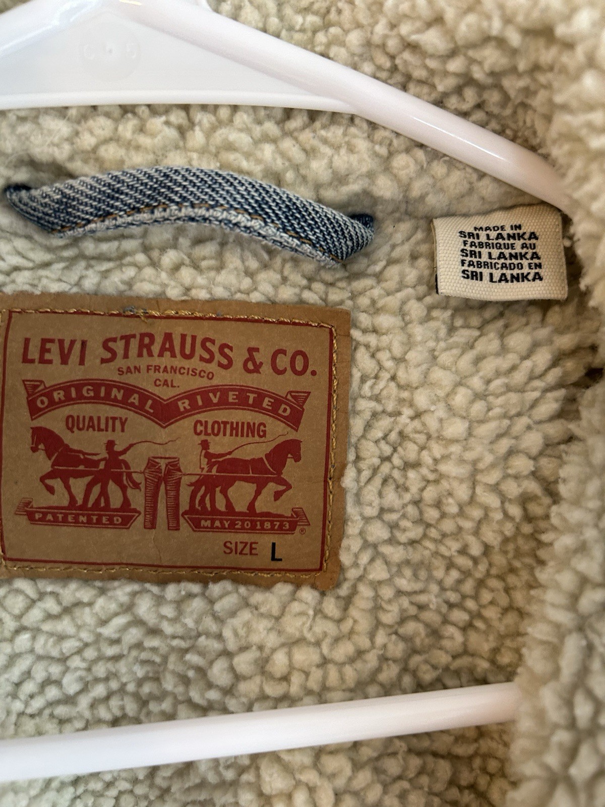 Vtg Levi’s San Francisco Jacket Dark Denim Sharpa Lined Size L (big Kids?)