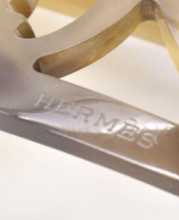 Hermes Hairpin Rocaille Buffalo Horn Motif 8.5 x 7 cm Stick 15 x 1.3 cm Two-tone