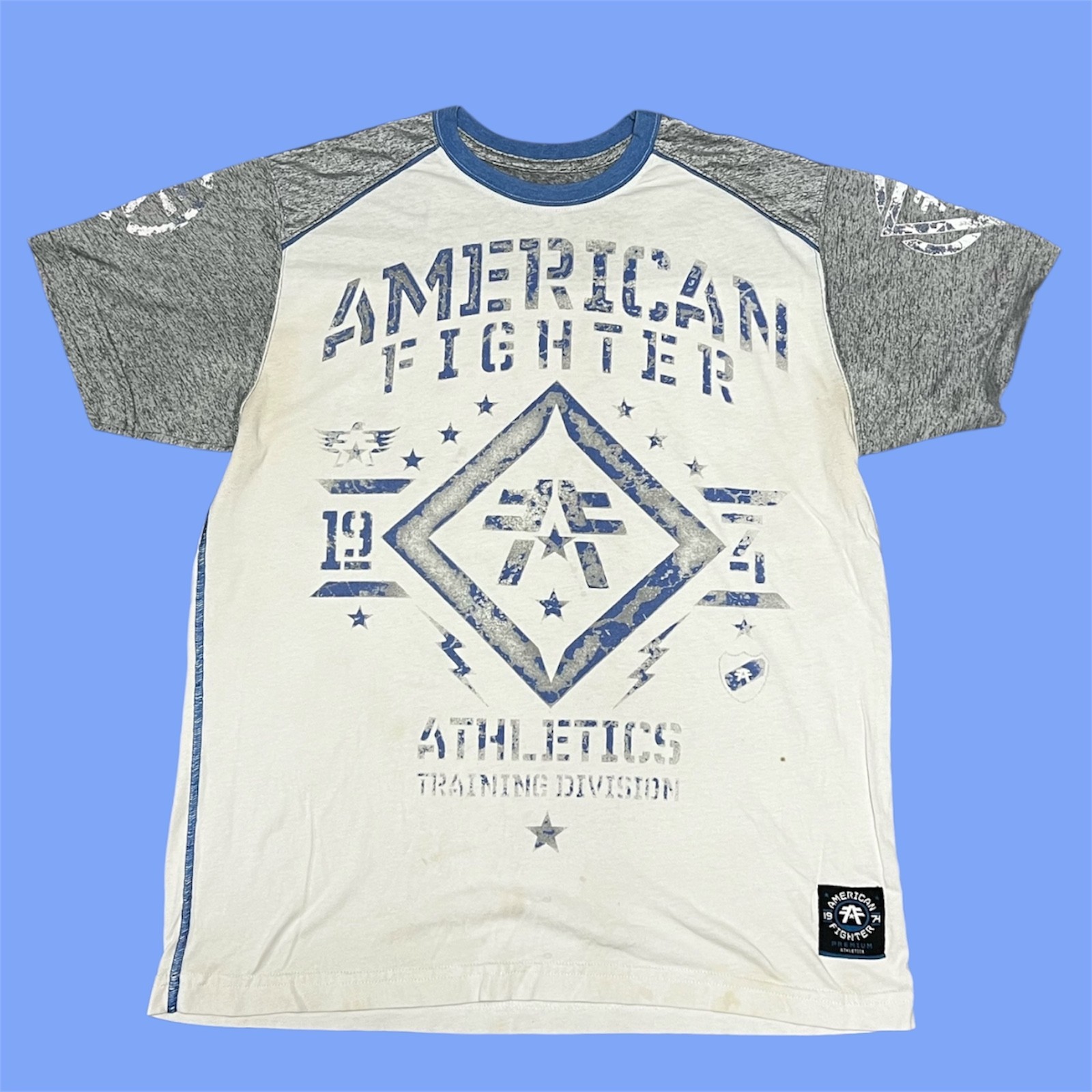 American Fighter exclusively made for Buckle patriotic Ringer tshirt L