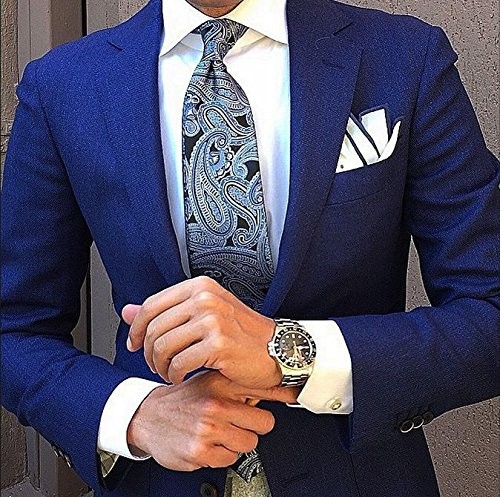 Gentlemans Essentials Weekend Casual White Pocket Square White/Prussian Blue