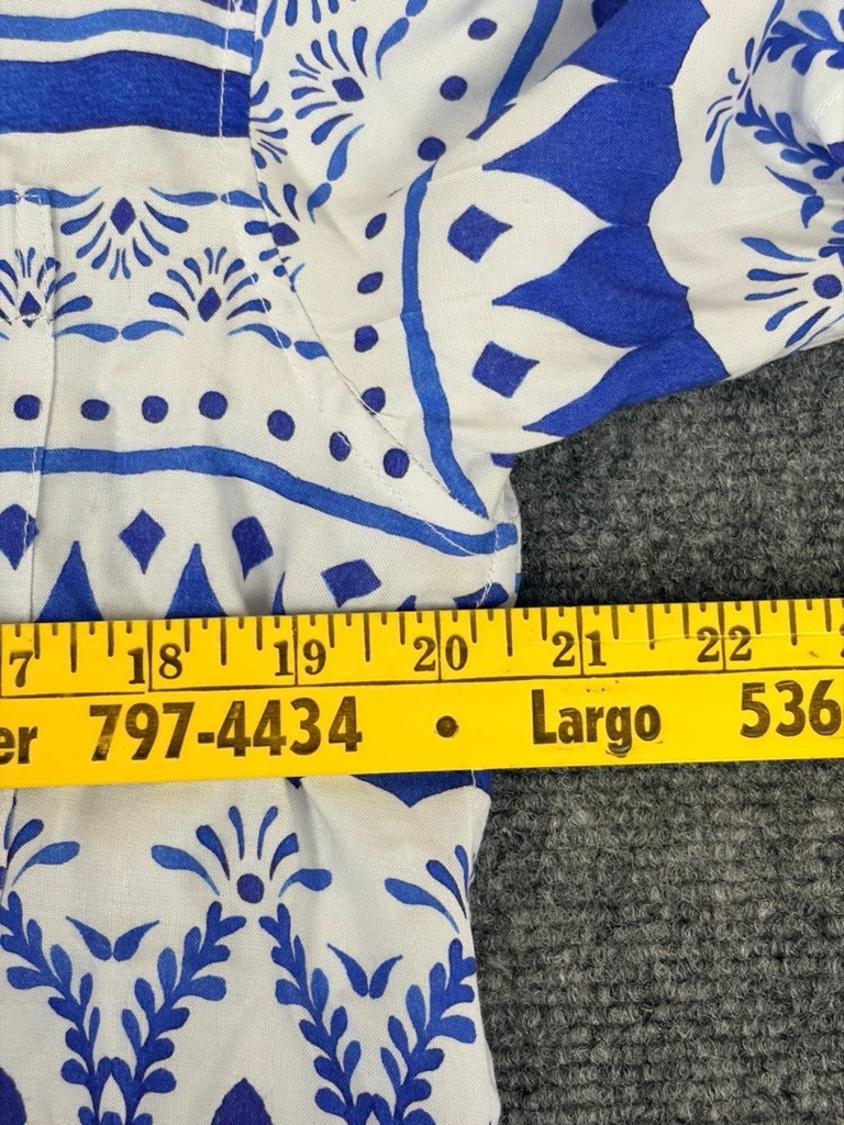 Kenny Flowers Limited Edition Blue White Short Sleeve Button Up Shirts Size L