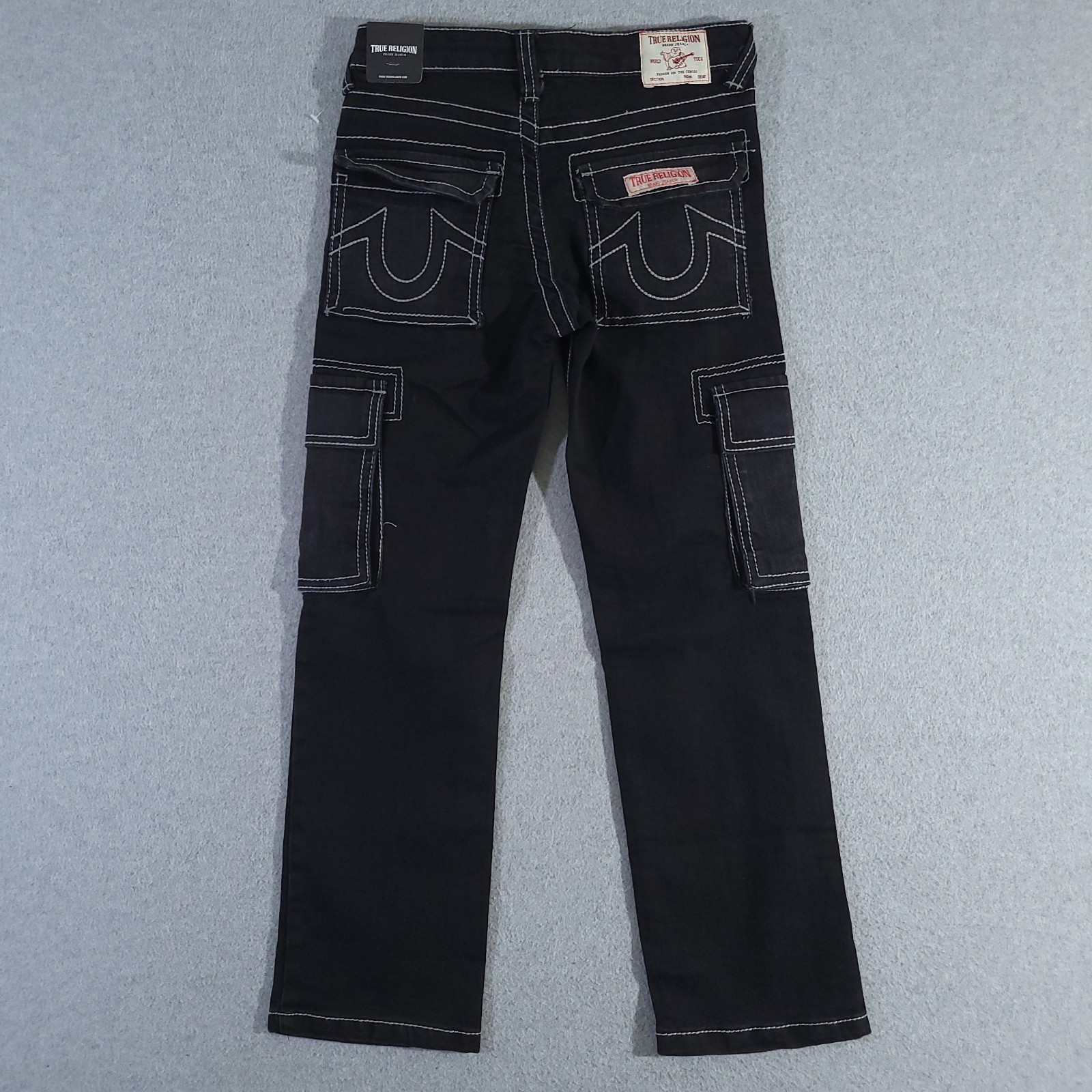 True Religion Ricky Relaxed Straight Cargo Jeans Girl Denim Size 10 NWT