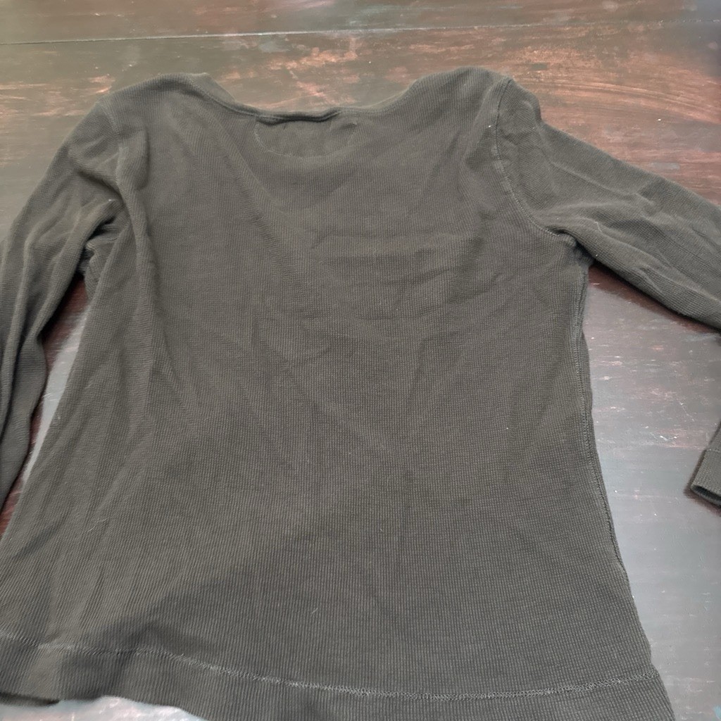Lauren Jeans Co Ralph Lauren Women’s Brown Ruffle Button Henley Cotton Knit Top