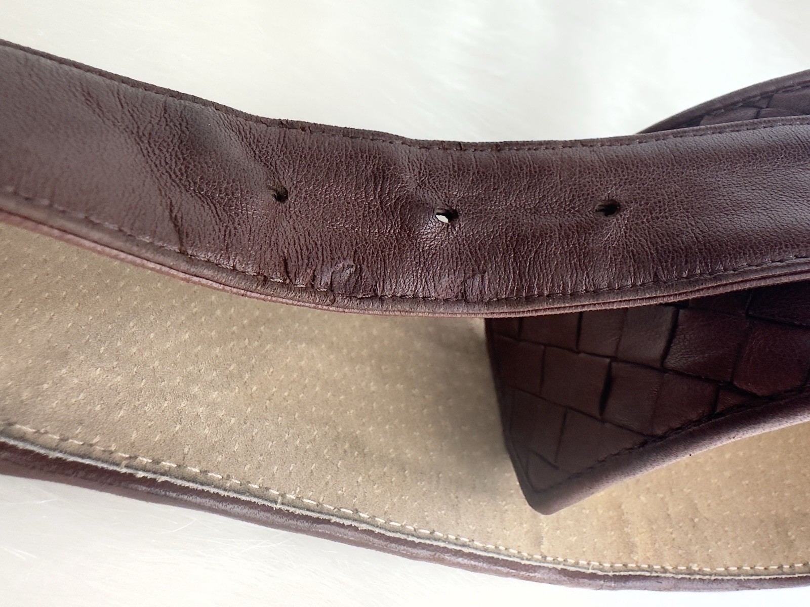 ✨BOTTEGA VENETA Intrecciato Woven Leather Corset Belt Brown Size 95/80cm, 32”