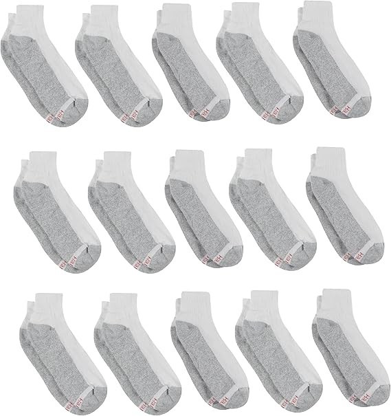 Hanes Men’s Ankle Socks, 14 Pairs, Double Tough 6-12, White – 14 Pair