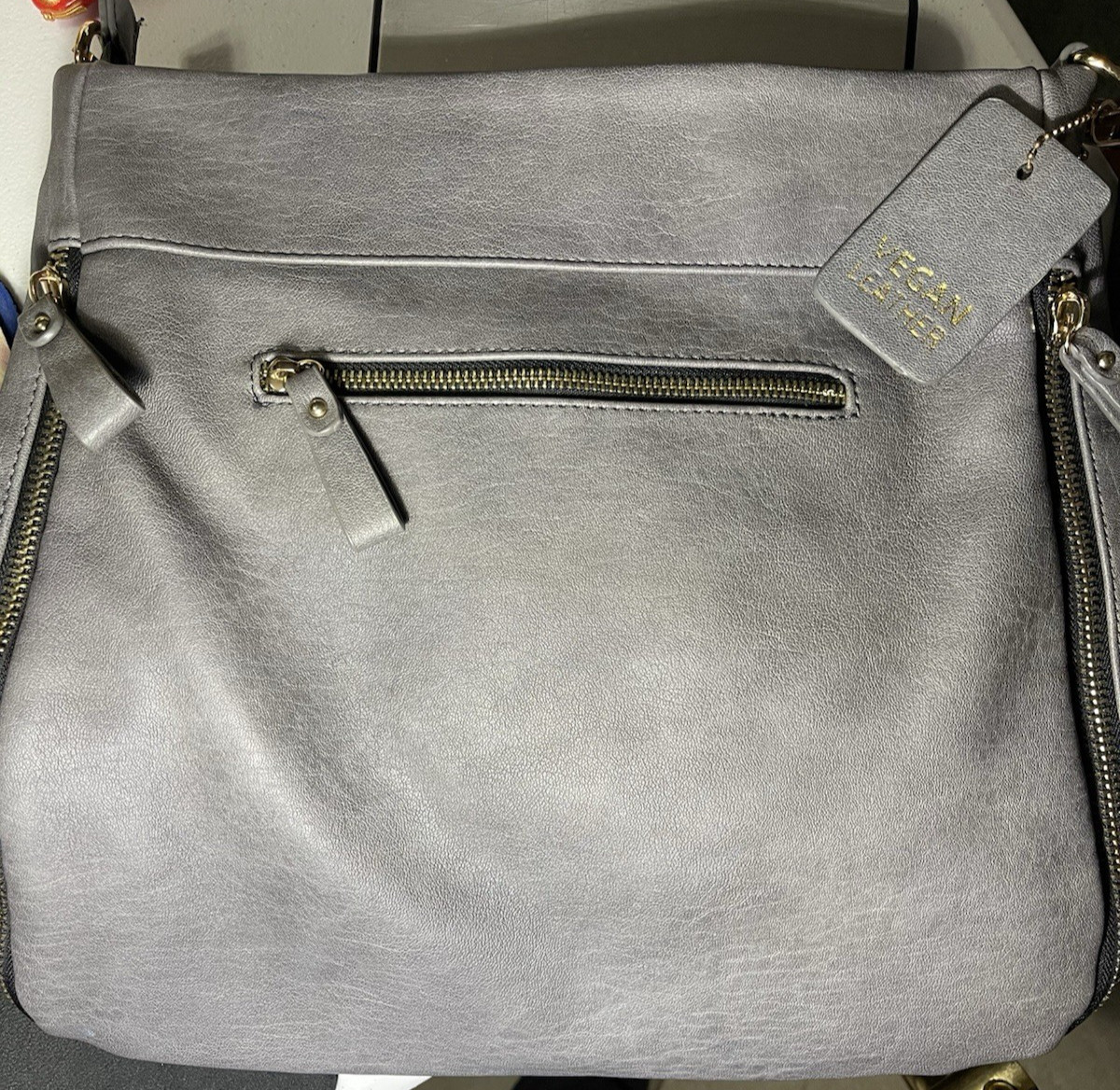 Madison West Vegan Gray Faux Leather Purse Shoulder or Crossbody NWOT